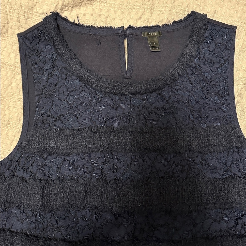 J. Crew Navy Lace Textured Blouse